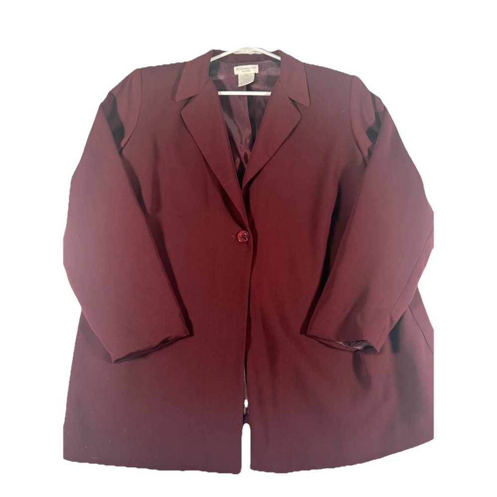 Vintage Y2K‎ Worthington Woman Burgundy Blazer Shoulder Pads Plus Size Jacket